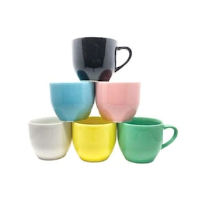 Jogo 6 Xicaras Cha Cafe Colorida 170ml Porcelana