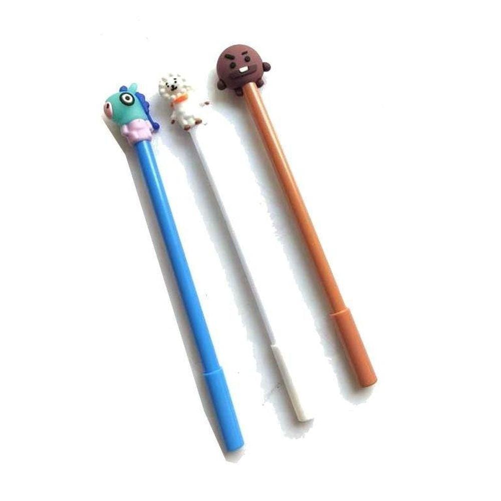 Kit 3 Canetas Bts Kpop Bt21 Kawaii Personagens Boneco