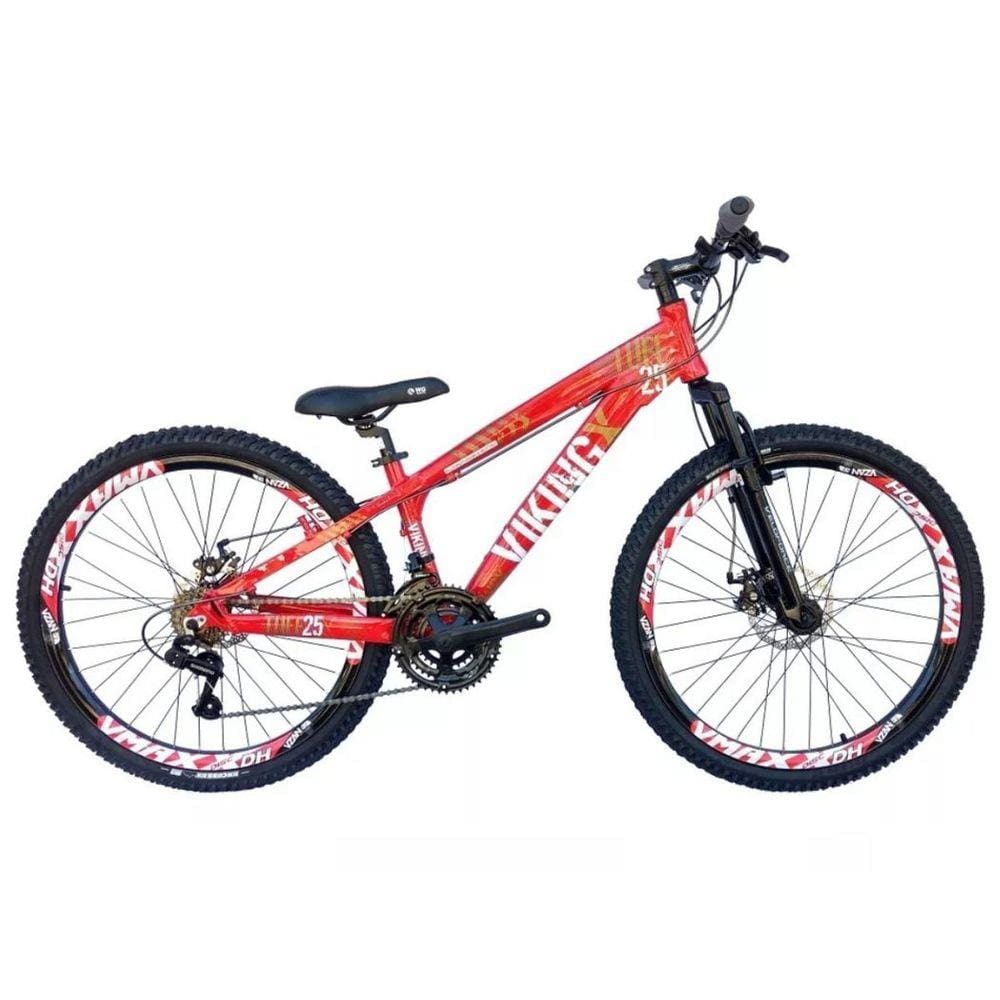 Bicicleta Aro 26 Viking TuffX25 Freeride  21V Vermelho Preto