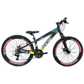 Bicicleta Aro 26 Viking TuffX25 Freeride 21V Preto Amarelo