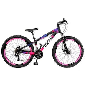 Bicicleta Aro 26 Viking TuffX25 Freeride 21V Preto Rosa