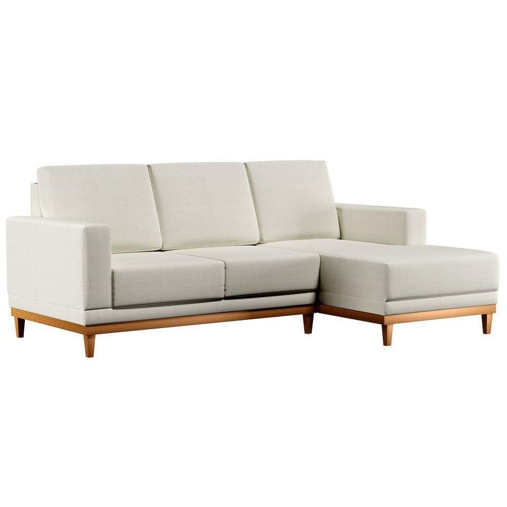 Sofá Kayrós 200cm 3 Lugares Com Chaise Esquerdo D05 Linho Cru - Mpozenato