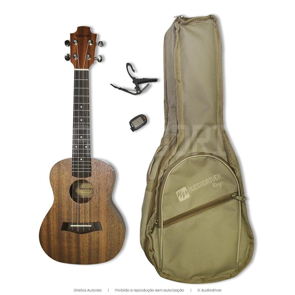 Kit Ukulele Concert Benson UB24 Capo Afinador Capa Embalagem