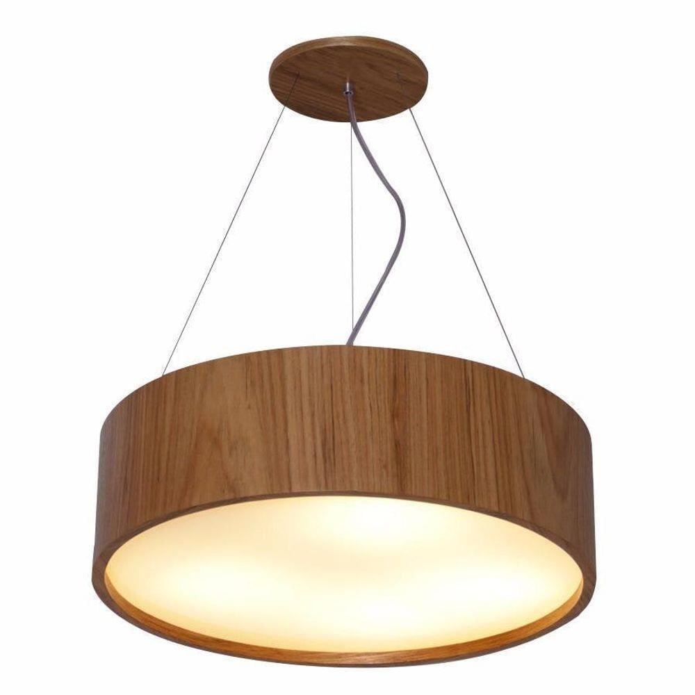 Lustre Pendente Madeira Redondo 30X16Cm Imbuia
