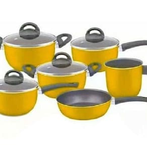Conjunto de panelas amarelo 06 peças Antiaderente