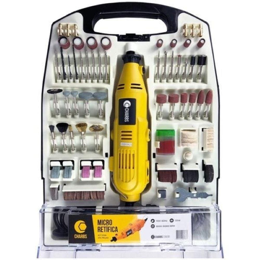 Micro Retífica Com 234 Acessórios E Maleta Charbs - 110V