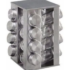 Porta Tempero Inox Giratório 16 Potes Temperos Livon 3101