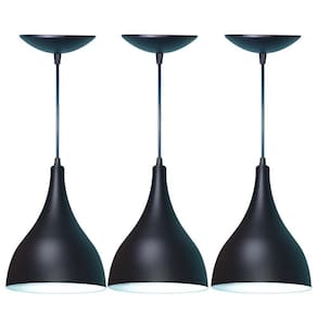 Kit 3 Lustres Pendente Balcão Cozinha Americana -Preta Fosca