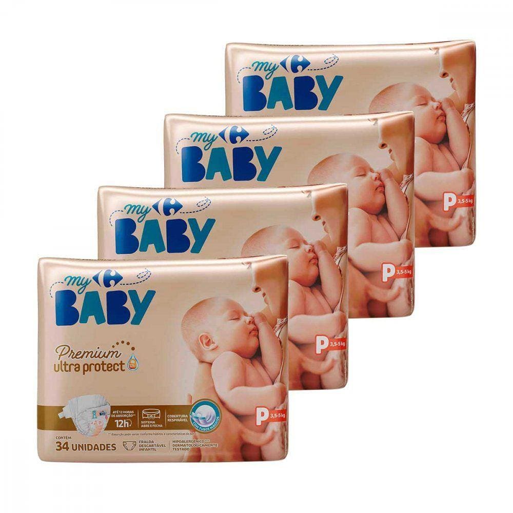 Kit Fraldas Carrefour My Baby 136 Unidades