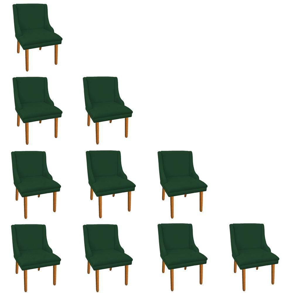 10 Cadeiras de Jantar Suede Pés Palito Castanho Cor Verde