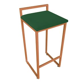 Banqueta Pietra Suede Base Cobre Verde