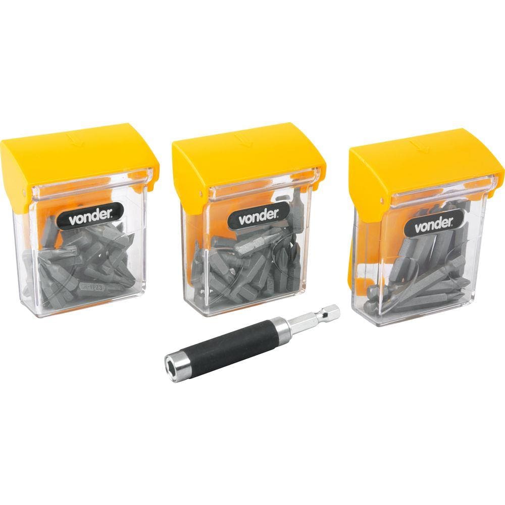 Jogo De Bits/ponteiras Com 61 Peças, Encaixe Sextavado De 1/4” Vonder