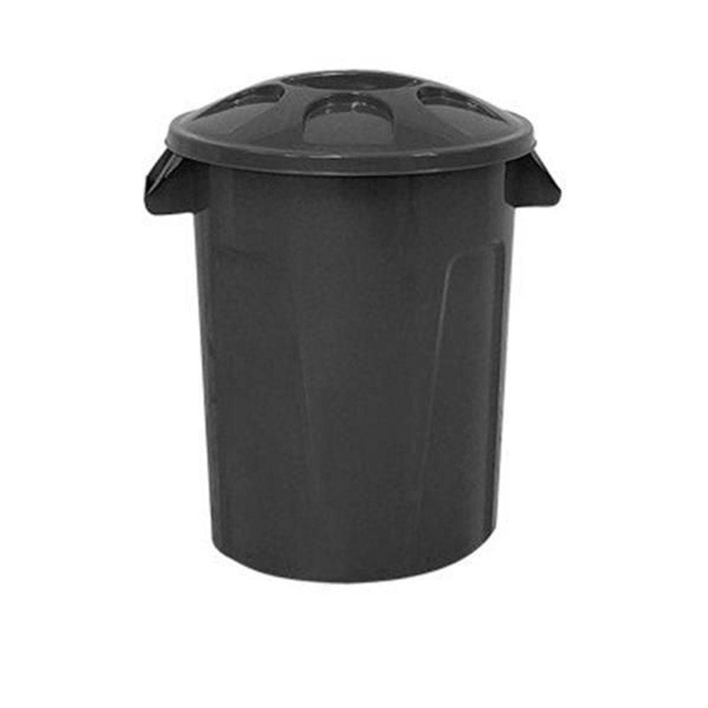 Cesto De 100L C/ Tampa Preto Larplasticos