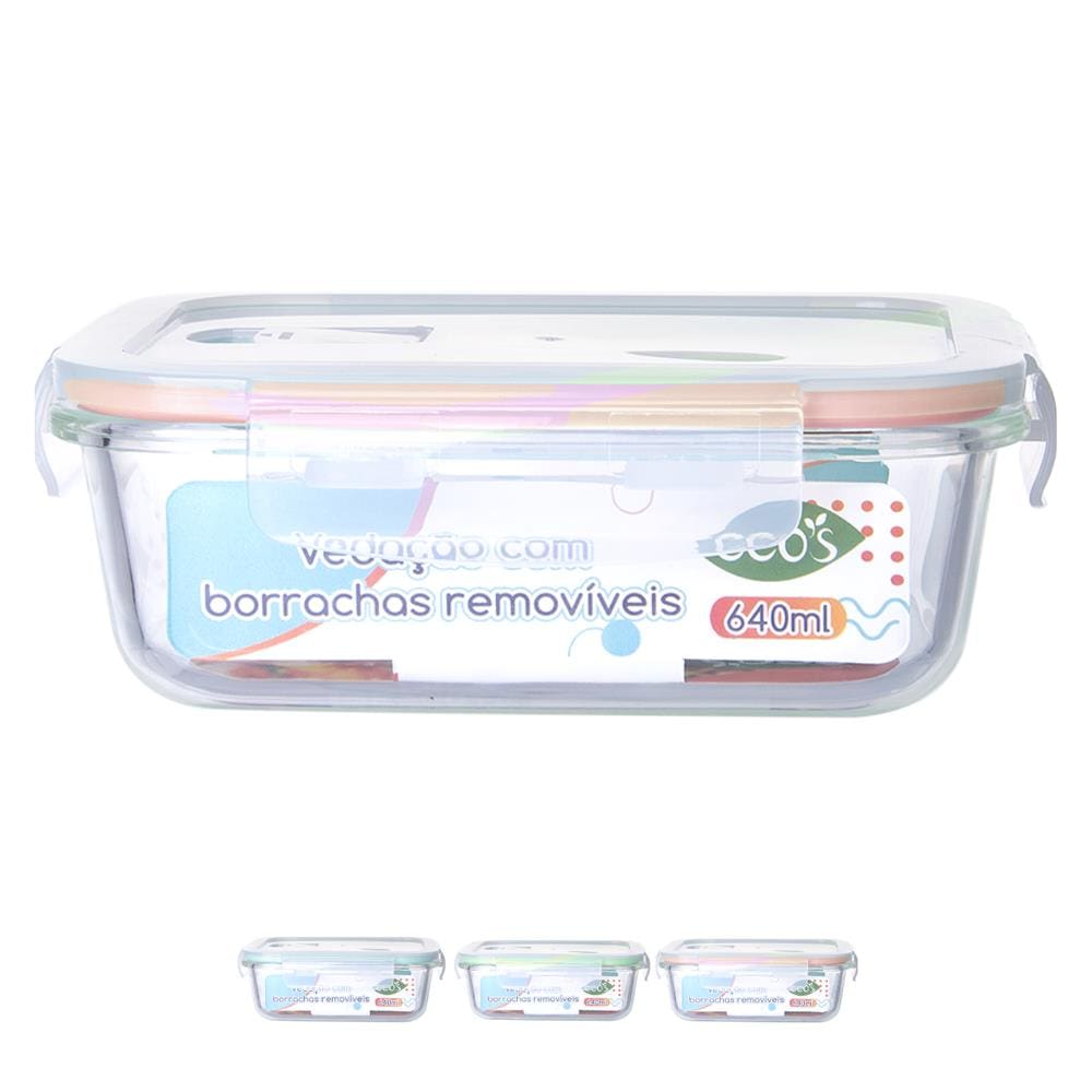 Pote Vidro Marmita Micro-ondas Alimentos Hermético 640ml