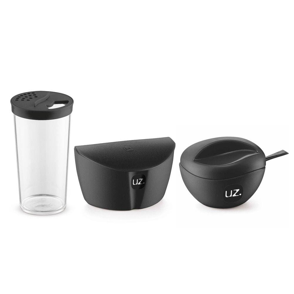 Kit 3 Peças Para Cozinha Com Saleiro Farinheiro E Açucareiro Com colher UZ