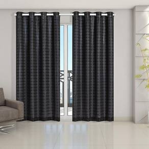 Cortina Blackout Pata Com Voil Xadrez 2,80 M X 2,30 M Preto