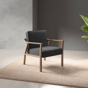 Poltrona Decorativa Antonia Poly 256 G2 Volttoni Preto e Nogueira