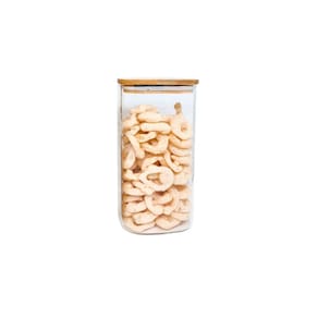 Pote De Mantimentos Quadrado Flat 1400Ml Tampa Bambu - Oikos