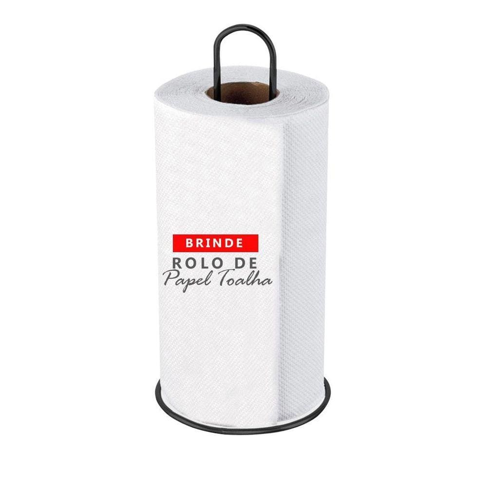 Suporte Porta Rolo Papel Toalha De Mesa Metal Preto Fosco