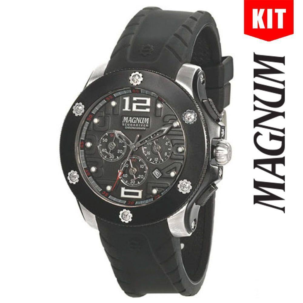 Kit Relógio Magnum Masculino MA33737C + Pulseira - Preto