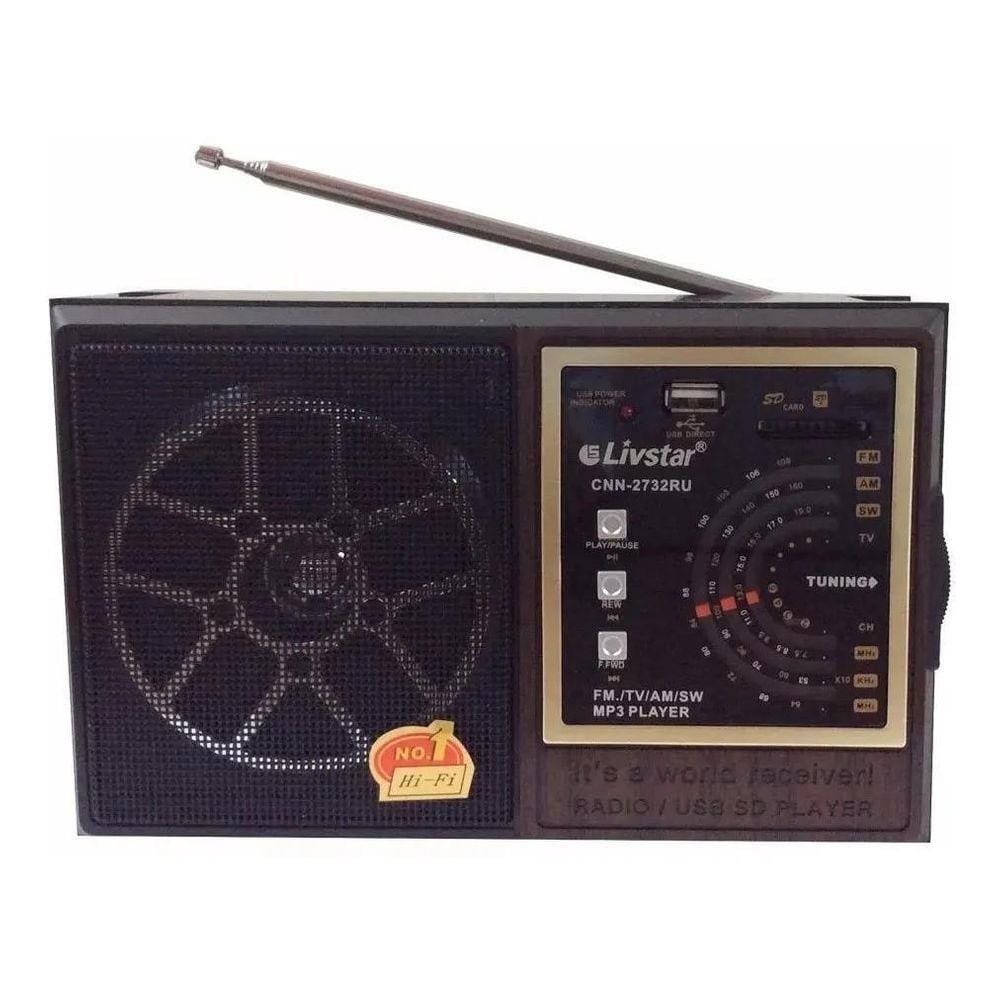 Radio Am Fm Tv Sw Com Usb Sd 4 Faixas Livstar Cnn-2732Ru
