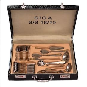 Faqueiro Inox Luxo 84 Peças Dourado Com Maleta