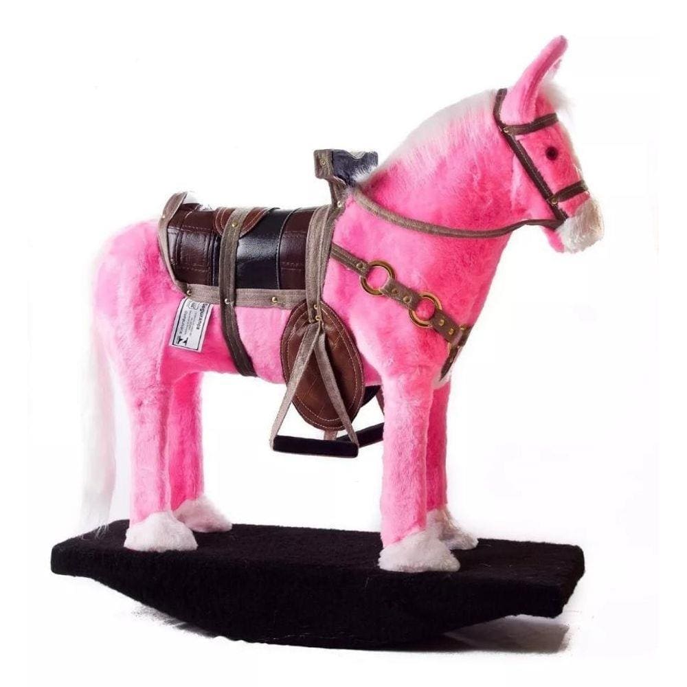 Cavalo De Balanço Luxo Rosa Artesanal