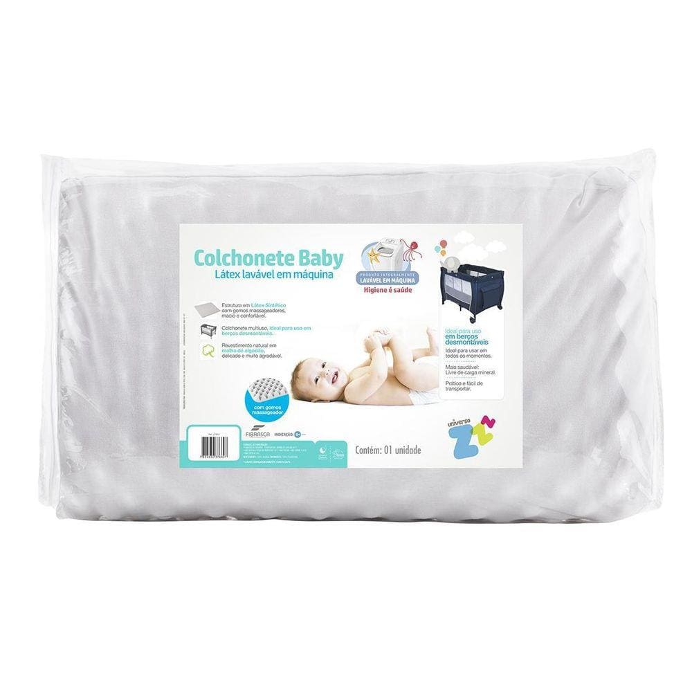 Colchonete Para Berço Desmontável Fibrasca Baby 53X91 Branco