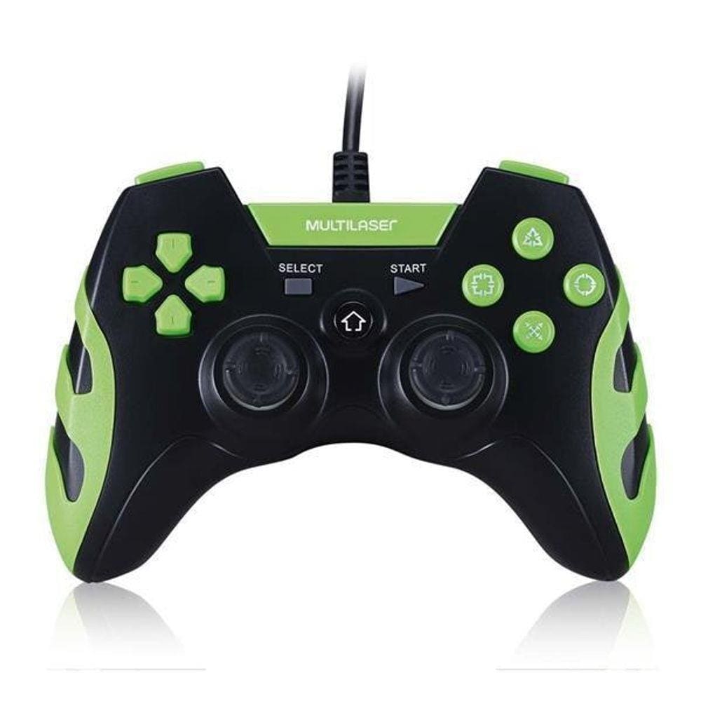 Controle Gamer Com Fio Ps3/Pc Preto/Verde Multilaser - Js091