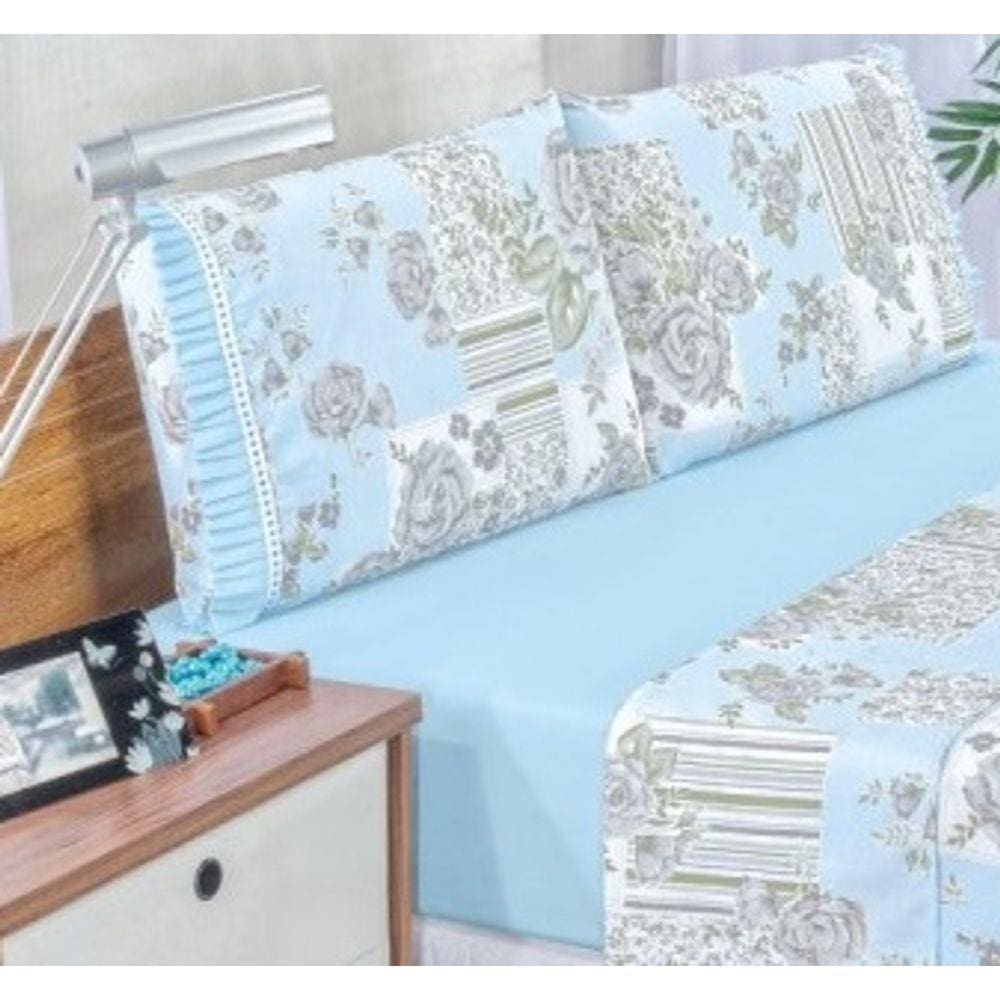 Jogo de Cama Lençol King 4 Peças Babadinho 100% Algodão
