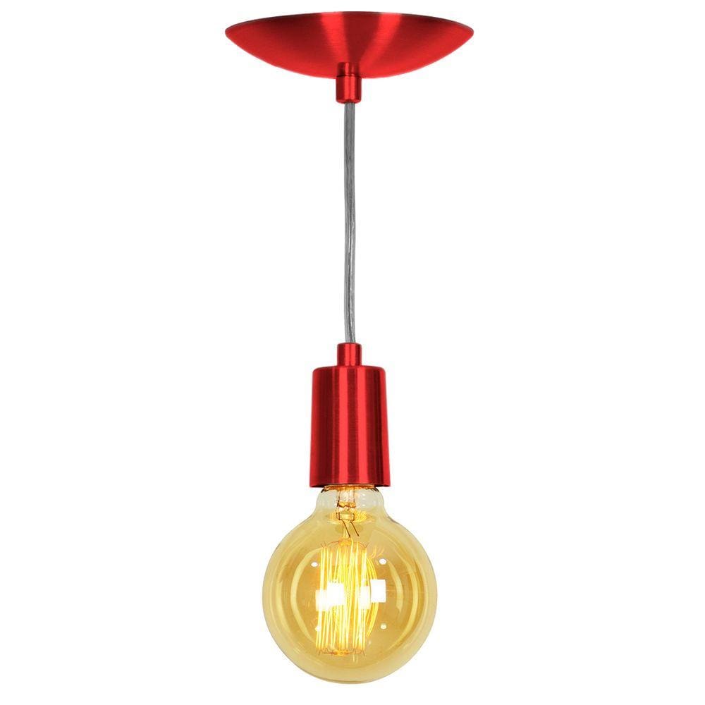Lustre Pendente Tubo Cilindro Alumínio Cereja Fio 1.20m