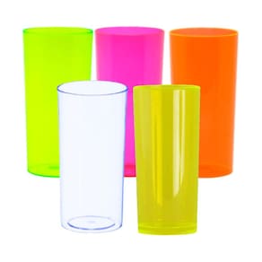 Copo Neon Long Dring 320 Ml Acrílico Kit Com 100 Unidades