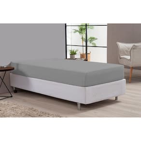 Lençol De Cama Solteiro Cinza Percal 180 Fios Algodão