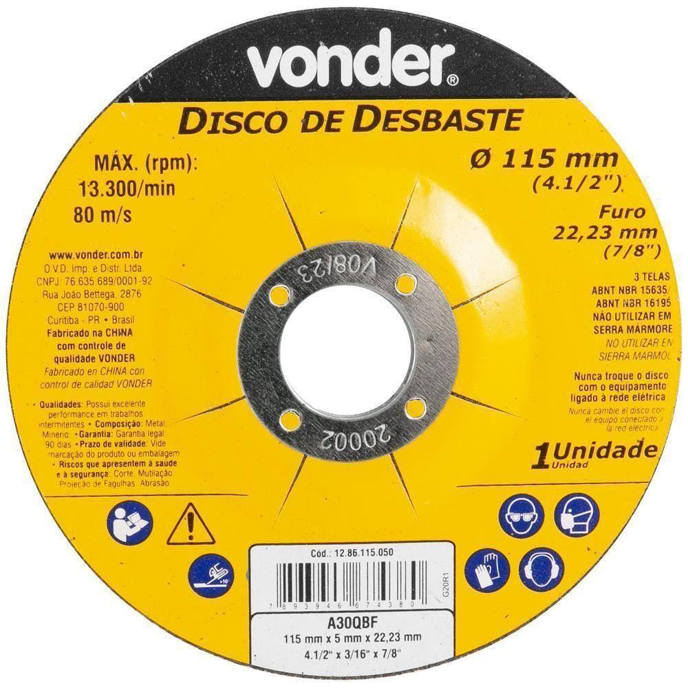 Disco Desbaste 115X5, 0X22, 23 Dbv Vonder