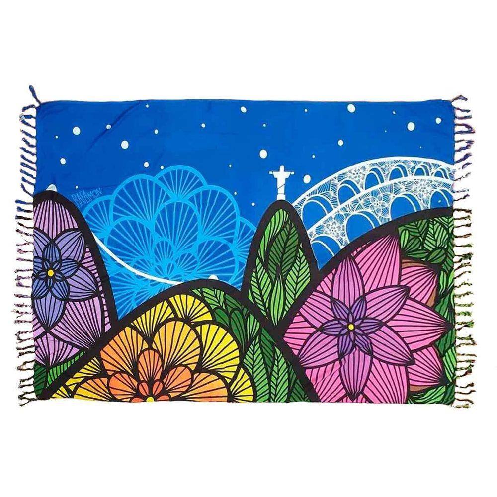 Canga De Praia 100% Viscose - Rafa Mon Rio Azul 1,60Mx1,10M