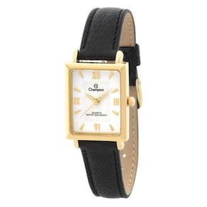 Relógio Feminino Dourado Quadrado Champion Pulseira Couro
