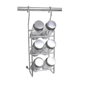 Porta Tempero 6 Potes em Vidro Inox Jomer 3031