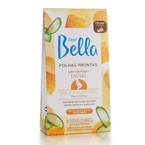 Lenço Pronto Facial Depil Bella Mel E Aloe Vera Com 16 Unidades
