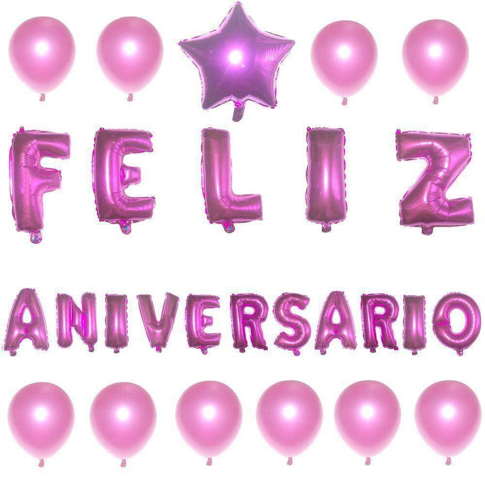 Kit Balão Metalizado Feliz Aniversário Festa Namorado 27 Pçs