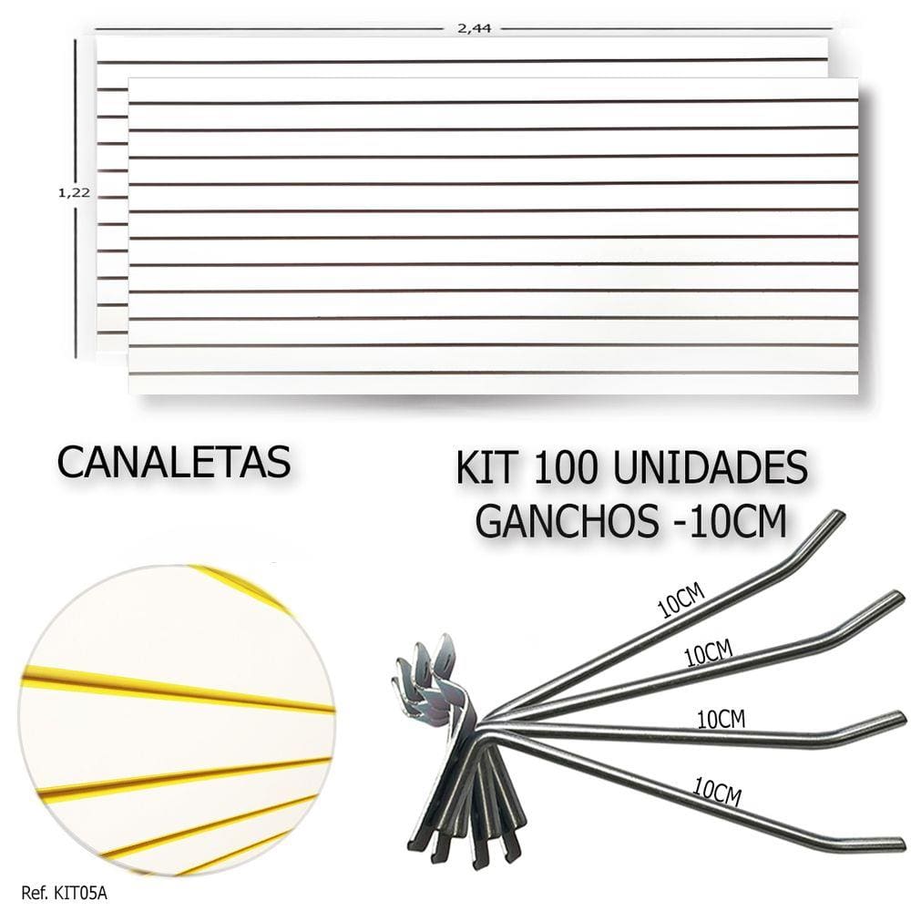 2 Paineis Canaletados 2,44 X 1,22 + 100 Ganchos 10Cm + Canaleta Amarelas
