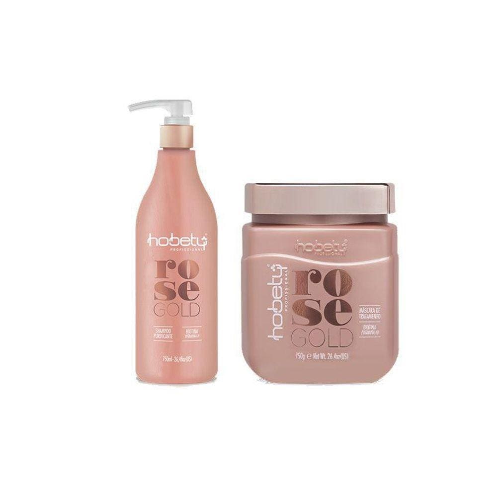 Kit Rose Gold Hobety Shampoo 750 Ml + Máscara 750 Gr