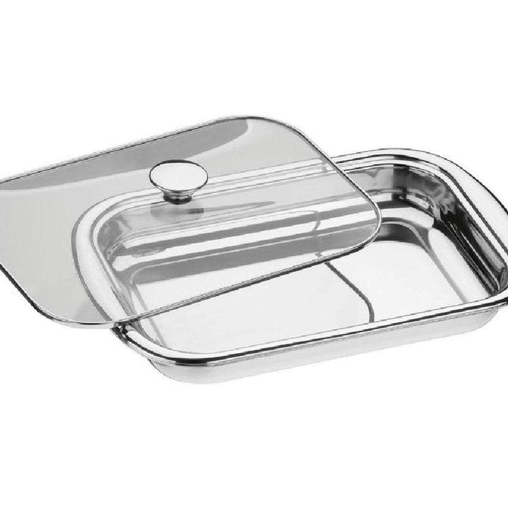 Assadeira Inox Tampa de Vidro 43cm Cosmos Tramontina