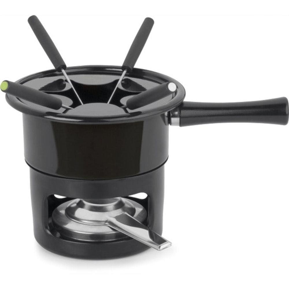 Conjunto Para Fondue Preto Com 4 Garfos Panela De 1 Litro