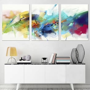 Quadro Abstrato Decorativo Colorido Moderno Sala 3 Peças