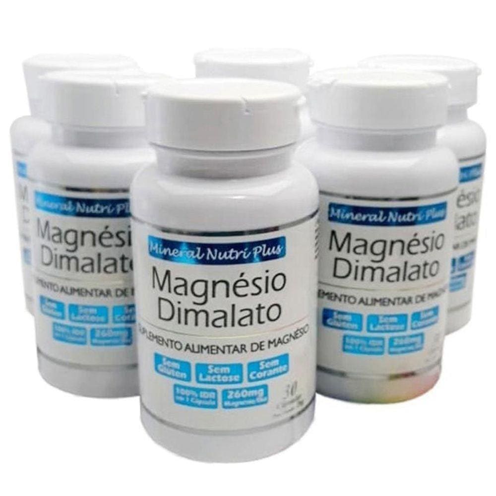 Kit 6 Frascos Magnésio Dimalato Mineral Nutri Plus Quelato