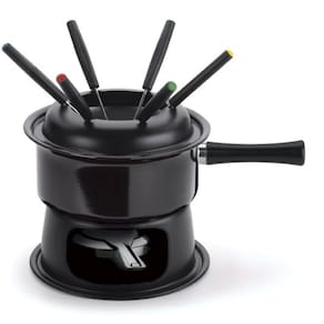 Kit Para Fondue 6 Garfos Panela 1,4 Litros Cor Preto