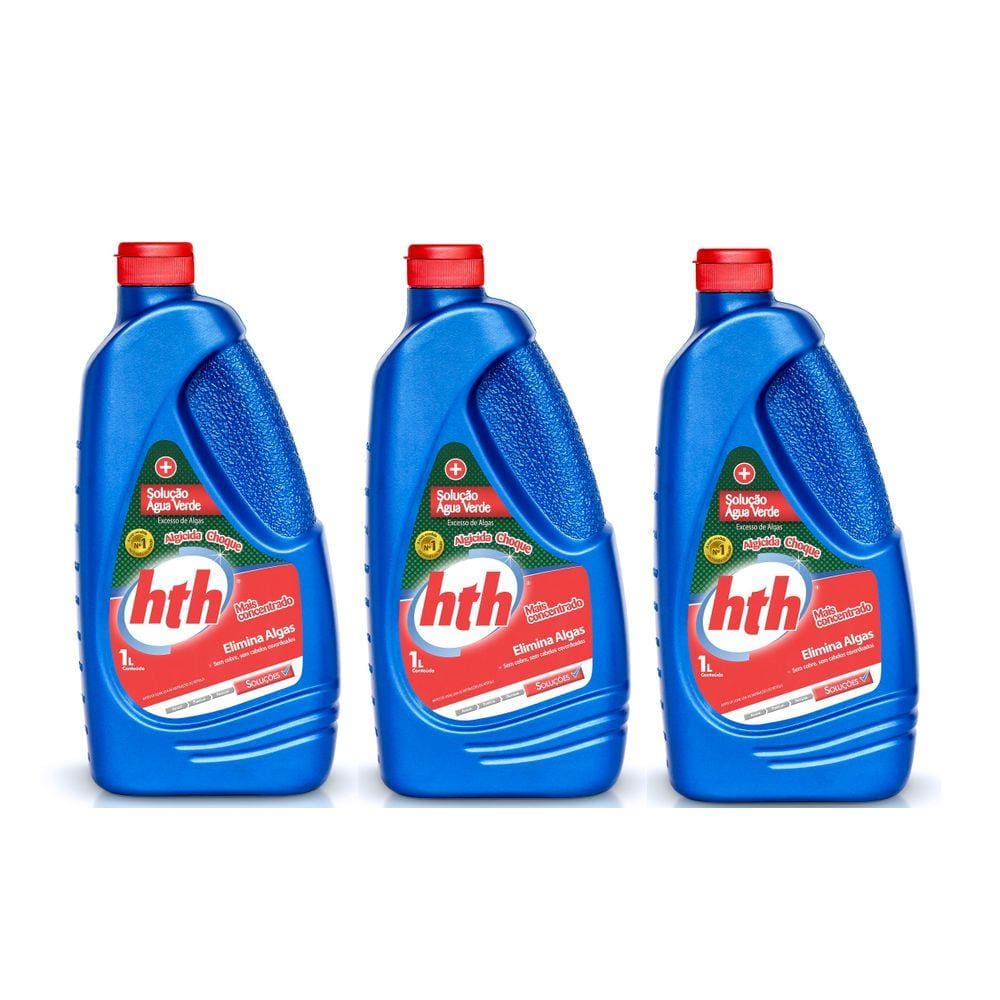 Kit 5 Algicidas De Choque Eliminador De Algas 1 litro - hth