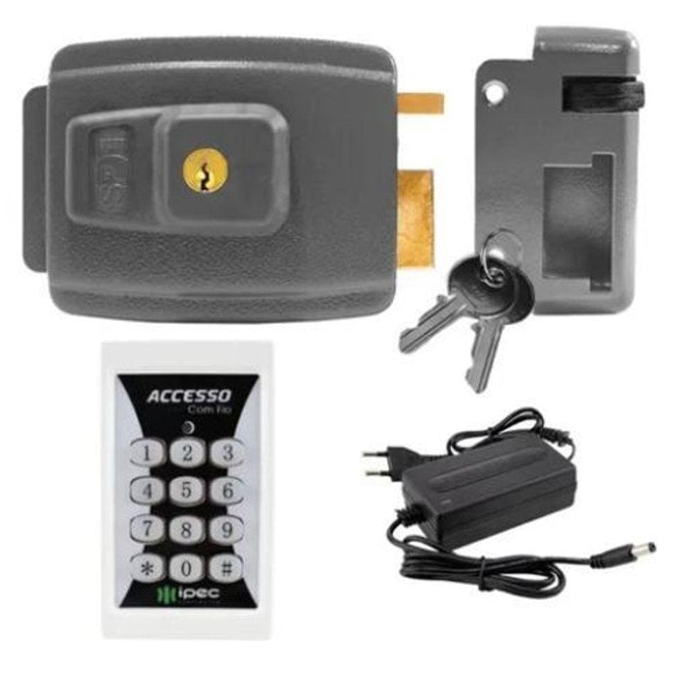 Kit Fechadura Elétrica Com Teclado De Acesso Até 50 Senhas