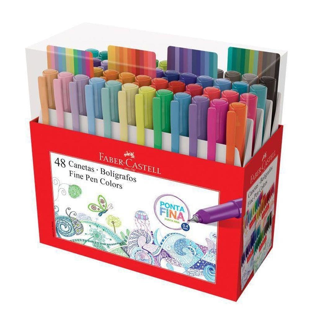 Caneta Ponta Porosa Faber Castell Fine Pen 48 Cores