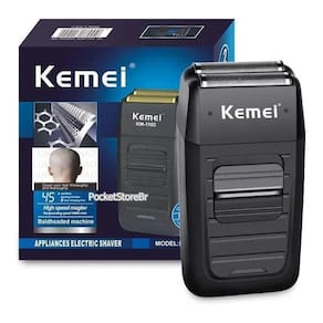 Barbeador Km-1102 Shaver Elétrico Sem Fio Kemei 2 Lâminas